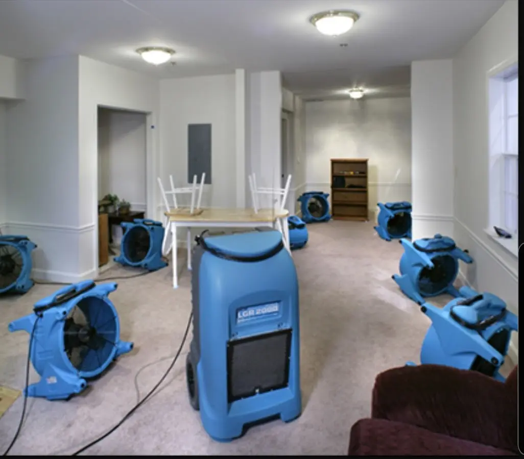Air movers and dehumidifier setup for Water Extraction & Removal in Brooklyn Park